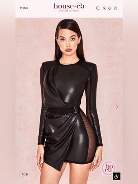 HOUSE OF CB VIKTORIA Black Matte Sequin Draped Dress